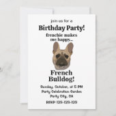 French Bulldog Face Birthday Party 招待状 (正面)
