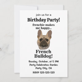French Bulldog Face Birthday Party 招待状