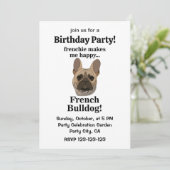 French Bulldog Face Birthday Party 招待状 (スタンド正面)