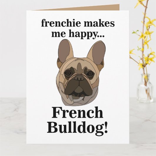 French Bulldog Face Dog Lover カード (黄色い花)