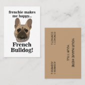 French Bulldog Face Frenchie Dog Groomer 名刺 (正面/裏面)