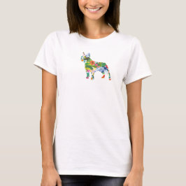 French Bulldog Flowers Silhouette  Tシャツ
