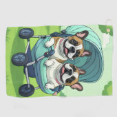 French Bulldog Französische Bulldogge Zwillinge ゴルフタオル (横)