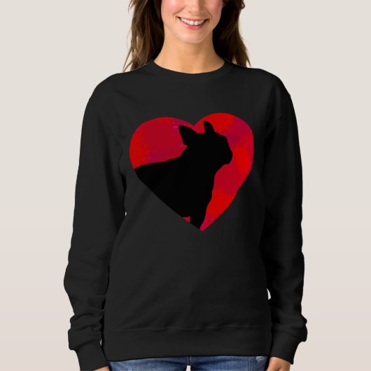 French Bulldog Frenchie Heart Valentine s Day スウェットシャツ (正面)