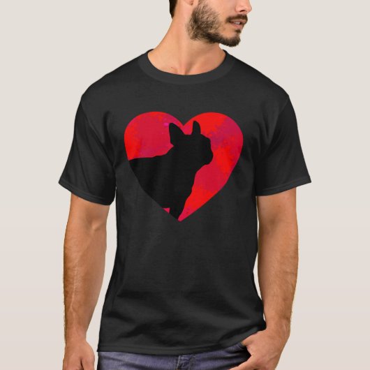 French Bulldog Frenchie Heart Valentine s Day Tシャツ (正面)