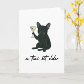 French Bulldog Frenchie Martini Birthday Card カード (黄色い花)
