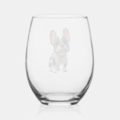 French Bulldog Frenchie Mom  ステムなしワイングラス (裏面)