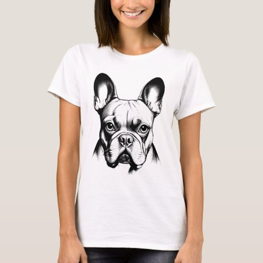 French Bulldog Frenchie Mom Pencil Sketch Tシャツ (正面)