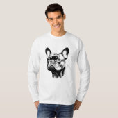 French Bulldog Frenchie Pencil Sketch Art Tシャツ (正面フル)
