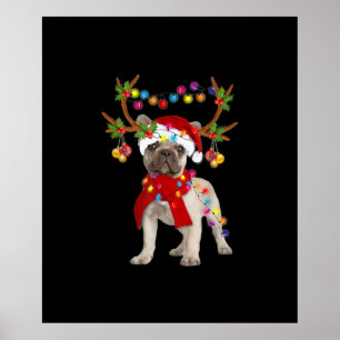 French Bulldog Gorgeous Reindeer Christmas Tree ポスター