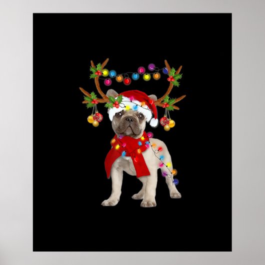 French Bulldog Gorgeous Reindeer Christmas Tree ポスター (正面)