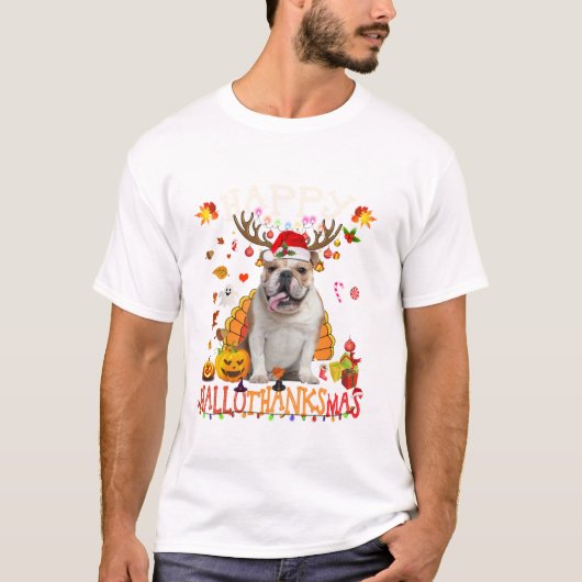 French Bulldog Halloween Christmas Tシャツ (正面)