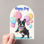 French Bulldog Happy Day Französische Bulldogge  アクリル招待状 (インサイチュ (ポータブル))
