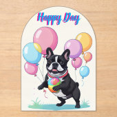 French Bulldog Happy Day Französische Bulldogge  アクリル招待状 (正面)