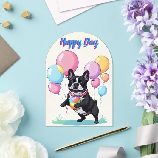 French Bulldog Happy Day Französische Bulldogge  アクリル招待状 (インサイチュ (ウェディング))