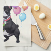 French Bulldog Happy Day Französische Bulldogge  キッチンタオル (四つ折り)