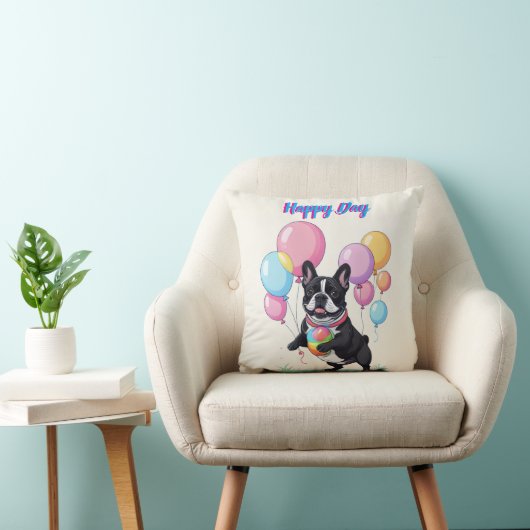 French Bulldog Happy Day Französische Bulldogge  クッション (椅子)
