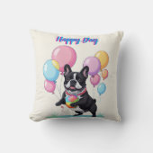 French Bulldog Happy Day Französische Bulldogge  クッション (正面)