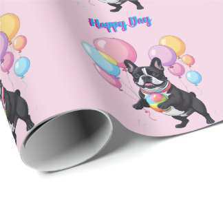 French Bulldog Happy Day Französische Bulldogge ラッピングペーパー