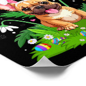 French Bulldog Happy Easter Egg Hunt Bunny Ear Eas ポスター (角)