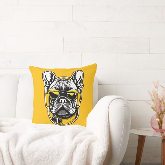 French Bulldog Headphones クッション (ソファ)