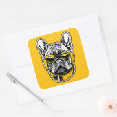 French Bulldog Headphones スクエアシール (封筒)