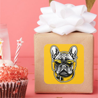 French Bulldog Headphones スクエアシール
