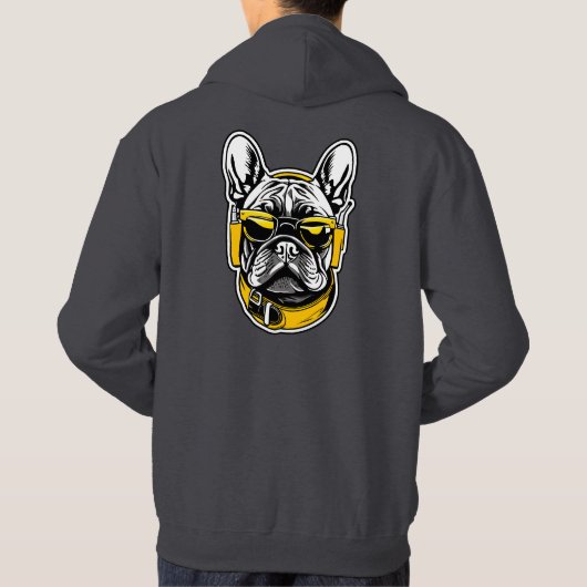 French Bulldog Headphones パーカ (裏面)