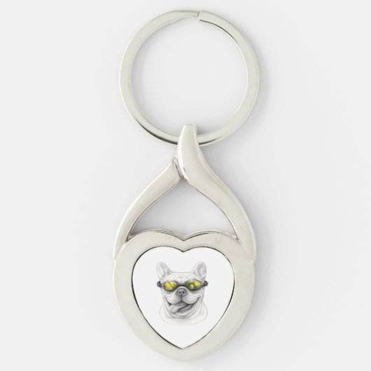 French Bulldog Heart Keychain  キーホルダー (正面)