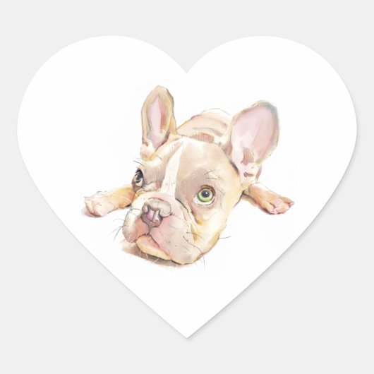 French Bulldog Heart Sticker, Dog Lover  ハートシール (正面)