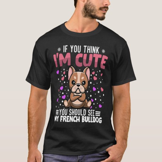French Bulldog Heart Valentine's Day Animal For Wo Tシャツ (正面)