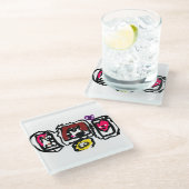 French bulldog hearts   ガラスコースター (アングル)