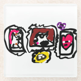 French bulldog hearts   ガラスコースター