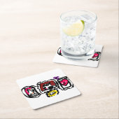 French bulldog hearts   スクエアペーパーコースター (インサイチュ)