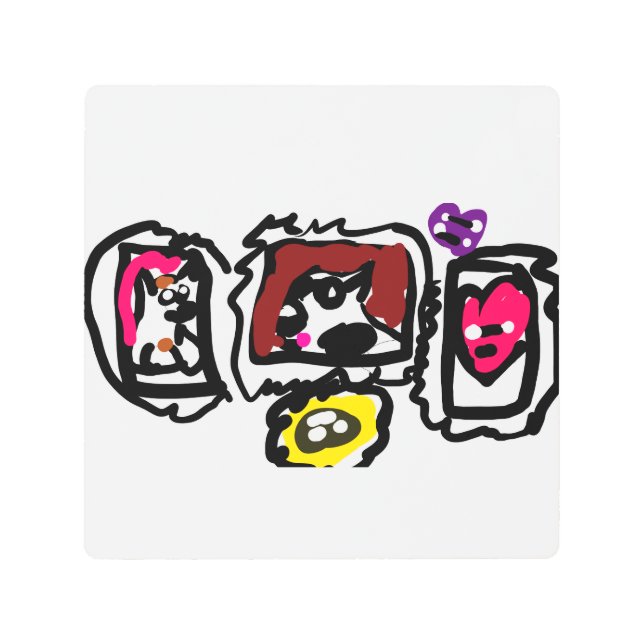 French bulldog hearts   メタルプリント (正面)