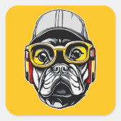 French Bulldog Hip Hop スクエアシール (正面)