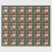 French Bulldog Holiday Red Green Plaid Christmas ラッピングペーパー (フラット)