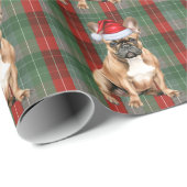 French Bulldog Holiday Red Green Plaid Christmas ラッピングペーパー (ロールコーナー)