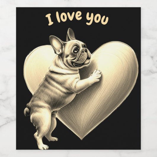 French Bulldog I love you ワインラベル (シングルラベル)