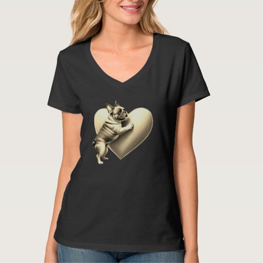 French Bulldog I love you Tシャツ (正面)