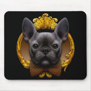 French bulldog illustration, blue マウスパッド