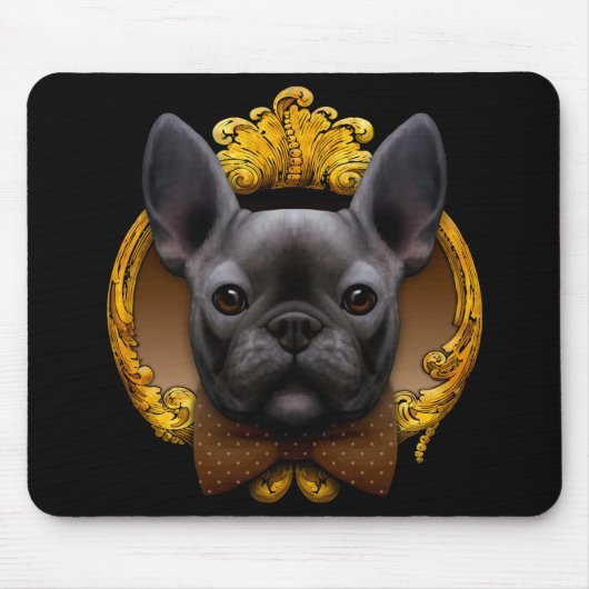French bulldog illustration, blue マウスパッド (正面)