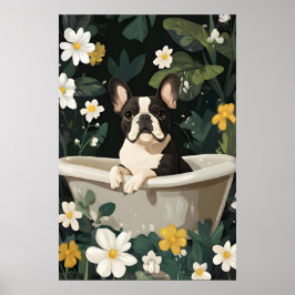 French Bulldog In Bathtub Poster, Funny Dog ポスター