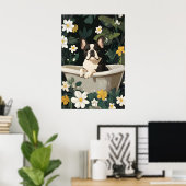 French Bulldog In Bathtub Poster, Funny Dog ポスター (ホームオフィス)