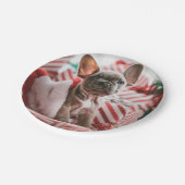 French Bulldog in Christmas Hat ペーパープレート (アングル)