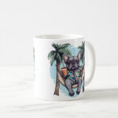 French Bulldog In Hawaiian Top コーヒーマグカップ (正面右)