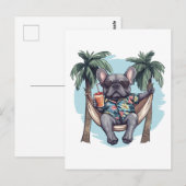French Bulldog In Hawaiian Top ポストカード (正面/裏面)