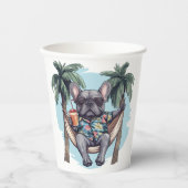 French Bulldog In Hawaiian Top 紙コップ (正面)