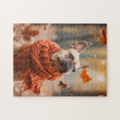 French Bulldog in In Autumn Forest ジグソーパズル (横)