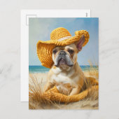 French Bulldog in Knitted Dog Attire シーズンポストカード (正面/裏面)